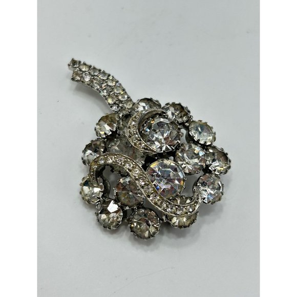 Vintage Rhinestones Brooch Clear Glass Stones Prong Set Shooting Star Design - Picture 3 of 6